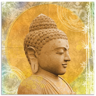 Wandbild ARTLAND "Buddha II" Bilder Gr. B/H: 70 cm x 70 cm, Alu-Dibond-Druck Spa quadratisch, 1 St., goldfarben Kunstdrucke als Alubild, Leinwandbild, Wandaufkleber oder Poster in versch. Größen
