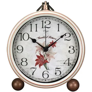 Maxspace Klassische Vintage-Uhren, elegante und dekorative analoge Uhr, leise, nicht tickende Uhr mit Metallrahmen im Vintage-Look für Büro, Wohnzimmer oder Schlafzimmer
