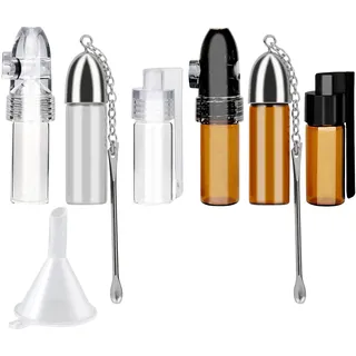 6 Stück Gewürzpulver-Pulver Dosierer Werkzeuge mit Löffel,Kleine Aufbewahrungsflasche mit mini trichter,Tragbare Glas-Aufbewahrungsflaschen für Outdoor,Camping,Reisen