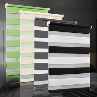 bobodeco Doppelrollo klemmfix ohne Bohren Duo Rollos für Fenster mit Klemmträger, Weiß Schwarz B40 x H130cm (Stoffbreite 40cm), Fensterrollo lichtdurchlässig & verdunkelnd Wandmontage Sichtschutz