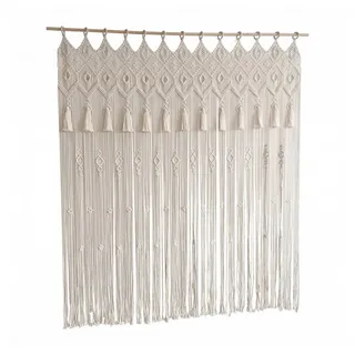 Diwzbyn Türvorhang Makramee Boho Vorhang Türvorhang Fenstervorhang als Raumtrenner (1 St), Wandbehang & Deko beige, für Traubogen, Hochzeit, Wohnzimmer beige 90 cm x 200 cm