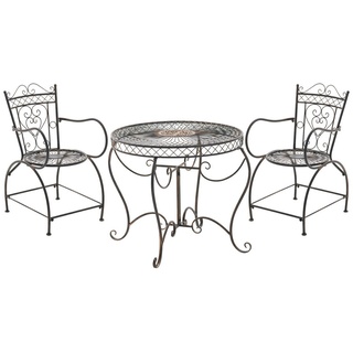 CLP Garten-Essgruppe Sheela, aus lackiertem Eisen, 1 Tisch & 2 Stühle braun