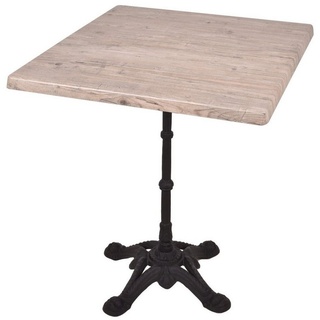 Garden Pleasure Gartentisch, Bistrotisch Set Washington Pine 70cm Tischgestell Gusseisen schwarz Garten Tisch beige