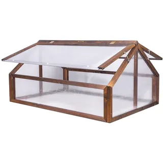 OEM Greenspot - Frühbeetaufsatz - Minigewächshaus - 120 x 80 x 60 cm LxBxH, aus Holz und Kunststoff - für Garten, Frübeet, Hochbeet - für Kräuter, Gemüse, Blumen - Timber Palisanderbraun Dunkel