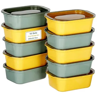 VINATO Frischhaltedosen mit Deckel 10er Set – 200ml Gefrierdosen aus BPA-freiem