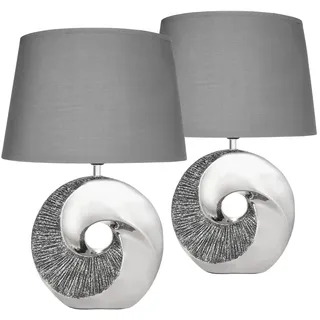 Brubaker Nachttischlampe Silber 2 St.