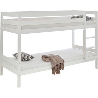 Etagenbett RELITA "Lupo" Etagenbetten Gr. Liegefläche B/L: 90 cm x 200 cm Höhe: 140 cm, Gewicht bis: 80 kg + 80 kg H3 + H3, Bonnell-Federkernmatratze, weiß (weiß, buche weiß) Baby Etagenbetten aus massiver Buche, in verschiedenen Ausführungen