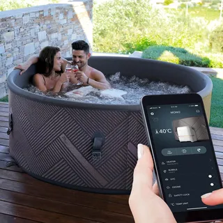 BRAST Whirlpool aufblasbar MSpa | 4-8 Personen | viele Modelle rund und eckig | Ø 125-224cm | In- Outdoor Pool | bis zu 144 Massagedüsen | inkl. Aufblasfunktion Abdeckung Timer Heizung | Mono