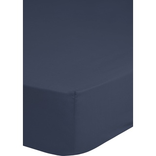 Spannbettlaken HIP "Hip Baumwolle-Satin Spannbettlaken, Bettlaken in verschiedenen Größen" Gr. B/L: 90 cm x 200 cm (1 St.), Satin, 25 cm, blau (dunkelblau) Spannbettlaken Laken rundum elastisch