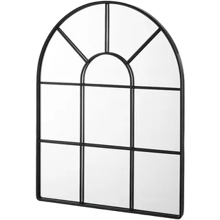 BUTLERS Wandspiegel Eisen - FINESTRA - Halbbogen | Farbe Schwarz - 30x40 cm - Kristallspiegel für Flur & Wohnzimmer - Flurspiegel für Wand & Kommode - Fensteroptik