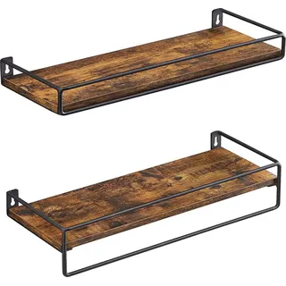 VASAGLE Wandboard 2 tlg. vintagebraun-schwarz 60 x 20 x 10 cm