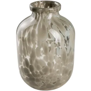 Glasvase Happy Patchy 23cm GRAU. Vase aus Glas, Blumenvase mit Punkten, Konfetti, mundgeblasen