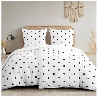 RUIKASI Polka Dot Mikrofaser Weiß 135 x 200 cm + 80 x 80 cm
