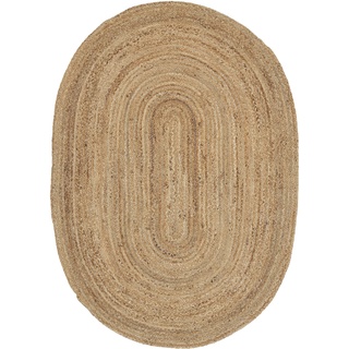 Teppich CARPETFINE "Nele Juteteppich Naturfaser" Teppiche Gr. B/L: 160 cm x 230 cm, 6 mm, 1 St., beige (natur) Esszimmerteppiche