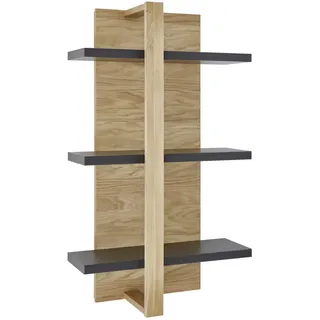 Modante Wandregal, Grau, Eiche, Holz, Holzwerkstoff, Asteiche, furniert, massiv, 3 Fächer, 66x100.4x25 cm, Beimöbel erhältlich, hängend, Küchen, Küchenmöbel, Küchenregale