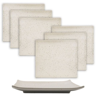 Intirilife Sushiteller, (6 St), 6x Sushi Platte Servier Teller Geschirr aus Porzellan Weiß weiß 26 cm x 26 cm x 3.8 cm x 23.4 cm