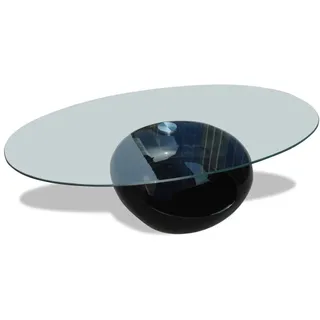 vidaXL Couchtisch Oval Schwarz Glas 115 x 65 x 40 cm