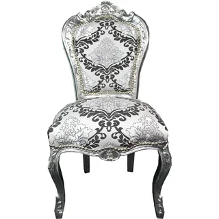 Casa Padrino Barock Esszimmerstuhl Silber Schwarz Muster