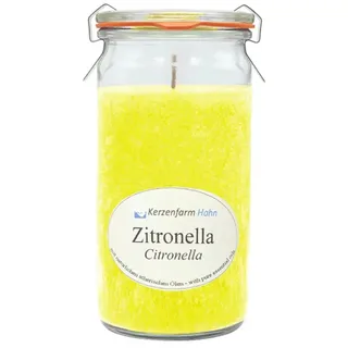 Duftkerze im XL-Weckglas®, Zitronella, 100% pflanzliches Stearin, KERZENFARM HAHN, mit reinen ätherischen Ölen, Brenndauer ca. 40h