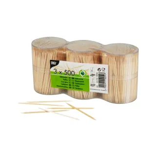 Papstar Zahnstocher rund Holz 6,7 cm im Spender 1500 Stück