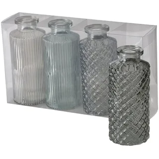 Boltze Glasvase Panja 4-teilig, 14 cm, Ø 6 cm, grau