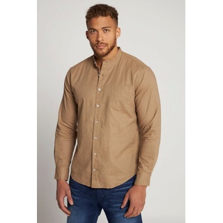 JP1880 Businesshemd Hemd Langarm Leinenmix Stehkragen Modern Fit lila 4XL