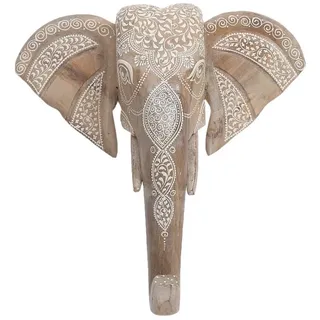 Marrakesch Orient & Mediterran Interior Boho Wandobjekt Anokha handgefertigt aus Holz in Natur 44 cm im Trend