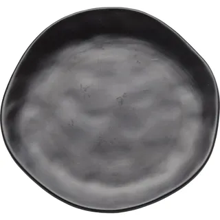Kare Design Teller Organic, Geschirr-Set, 16-teilig, Schwarz, 20cm Durchmesser, Frühstücksteller, Dessertteller, Geschirr, Keramik, Steingut, mikrowellengeeignet, spülmaschinenfest, Hand-Made-Optik