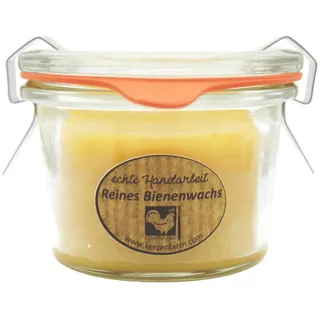 Bienenwachskerze im Weckglas, 100% reines Bienenwachs, KERZENFARM HAHN, 50/70 mm, 80 ml, Brenndauer ca. 6,5h