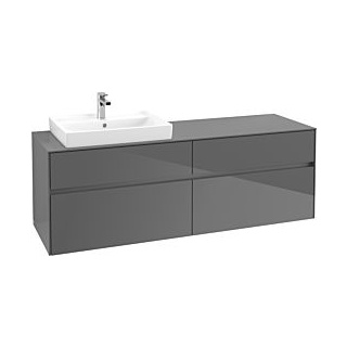 Waschbeckenunterschrank 160 x 55 cm Glossy Grey