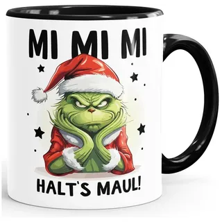 MoonWorks Tasse Grinch Tasse Anti Weihnachten Spruch Ironie Sarkasmus lustige, Keramik schwarz