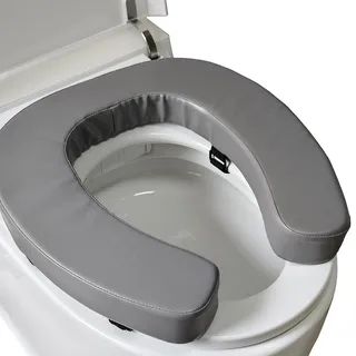 Weich gepolstertes WC-Sitzkissen mit 5,1 cm hochdichtem Schaumstoff und wasserdichtem PU-Gewebe, U-förmiges, gepolstertes WC-Kissen – sicheres Klettband, passend für Standard-/längliche Toiletten