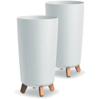 Tymar Übertöpfe groß mit Füßen, Blumenübertopf, Blumentopf Gross, Blumenkübel matt, Pflanzkübel für Außen und Innen ((2pack) Weiß ; Höhe 36,5 cm/ø 20 cm)