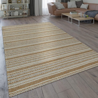 Paco Home Teppich Wohnzimmer Muster Orientalisch Modern Beige Braun Natur, Grösse:160x220 cm