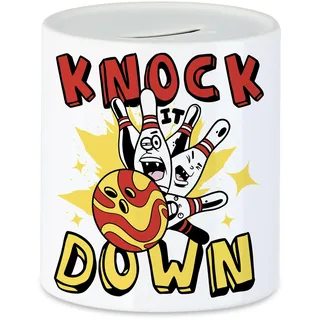 Hey!Print Knock Down Spardose Bowlingbahn Kegelbahn Kegeln Bowling Spiel Sport Pins Freizeit Hobbie Freizeit Bahn