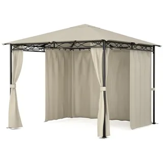 blumfeldt Pavillon Mondo Pavillon 3x3 m Stahlrahmen wetterfest 4 Seitenwände, (Set), Pergola Terrassenüberdachung Grillpavillon Gartenpavillon Sonnenschutz braun 295 cm x 295 cm