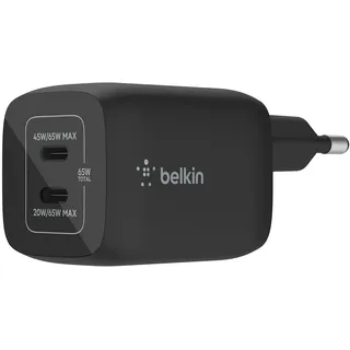 Belkin 65W Dual USB-C Ladegerät, Power Deliver, PPS schwarz,