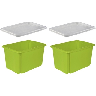 keeeper Aufbewahrungsbox emil (Set, 2 St), 45 L, mit Deckel, hochwertiger Kunststoff grün