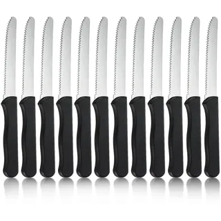 hunnycook Frühstücksmesser 12 Stück, Wellenförmiger Tafelmesser mit Wellenschliff, Frühstücksmesser set aus Edelstahl, Besteck messer set für Haus und Restaurant, Spülmaschinenfest