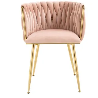 Odikalo Esszimmerstuhl 2er-Set Akzent Stuhl Lounge Sessel Samt Metallfüßen mehr Farbig rosa