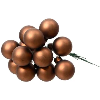 Christmas Decorations Mini-Weihnachtskugeln Espresso braun am Draht 2,5cm Weihnachtskugeln Spiegelbeeren matt - 2,5 cm aus Glas - 12er Set