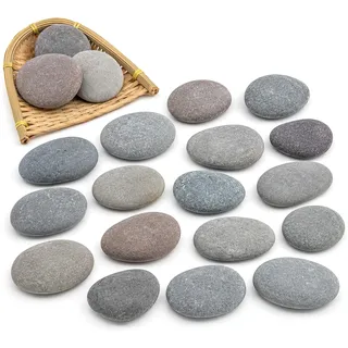ZYNERY 20 Stück Steine zum Bemalen, 4-6 cm Flache Kieselsteine mit Glatter Oberfläche, Ideal zum Basteln, Kunsthandwerk, Garten & Aquarium Deko