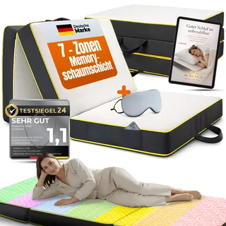 Klappmatratze 75x200 Gästebett klappbar Luxus 7-Zonen Wende-Gästematratze | Faltmatratze, Wendematratze mit 2 Härtegraden, Schlafmatratze, schmutzabweisender Premium-Bezug, waschbar, matress