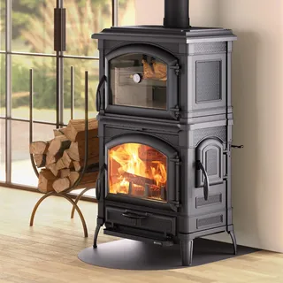 La Nordica-Extraflame Isotta Forno 16 Stahl Schwarz/Abdeckplatte Glaskeramik