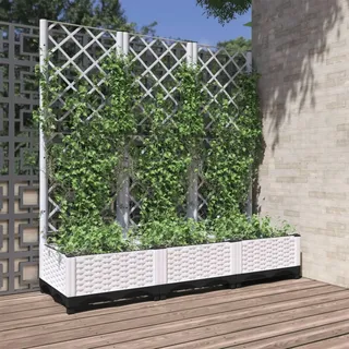 Festnight Pflanzkasten mit Rankgitter 120x40x121.5 cm Blumenkasten Rankhilfe Garten Hochbeet mit Rankgitter Spalier mit Pflanzkasten Pflanzkübel mit Spalier Rankkasten Terrasse Blumenkübel