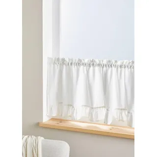 bonprix Bio Baumwoll Scheibengardine mit Rüschen, weiß, 60x150 cm, 100% Baumwolle