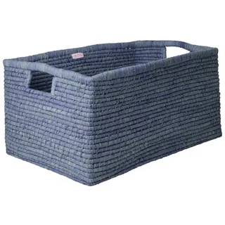 RICE Bastkorb Rechteckig XL, 40 x 60 x 30 cm Himmelblau