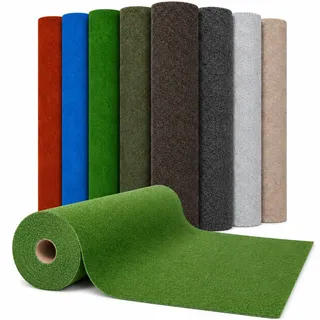 Floordirekt Rasenteppich - UV-stabil & schnelltrocknend | Mit Noppen | Kunstrasen-Teppich für Balkon, Terrasse & Poolbereich | Outdoor Bodenbelag| - Farbwunder Park (Anthrazit, 100 x 100 cm)