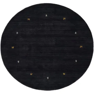 carpetfine Gabbeh-Uni Wollteppich 80 cm schwarz