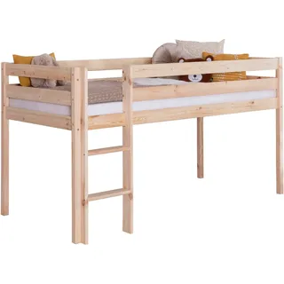 Ticaa Hochbett Malte, FSC®-zertifizierte Kiefer (90x200cm Liegefläche, Höhe 114cm) mit Rollrost beige